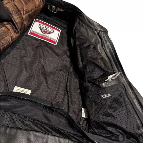 First Gear S Pilot Black Leather Jacket With Thermoliner Size 44 Motorcycle - Picture 11 of 14